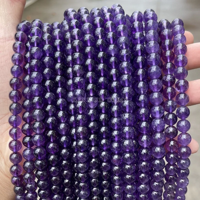 Wholesale Quality Natural Stone Amethysts Bead Round Loose Spacer Purple Crystal Bead For Jewelry Making Diy Bracelet Accessory 5