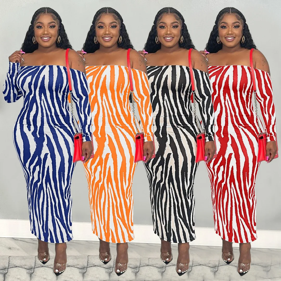 

Zebra Print Dress 2023 Sexy Party Bodycon Beach Wear Dresses Vacation Clothes Woman Summer Elegant Luxury Maxi Long Dress Robe