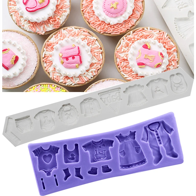

1pcs Baby Clothes Series 3D Silicone Fondant Mold baby soap Cake Decorate Kitchen Bakeware Sugar Paste Candy Moulds