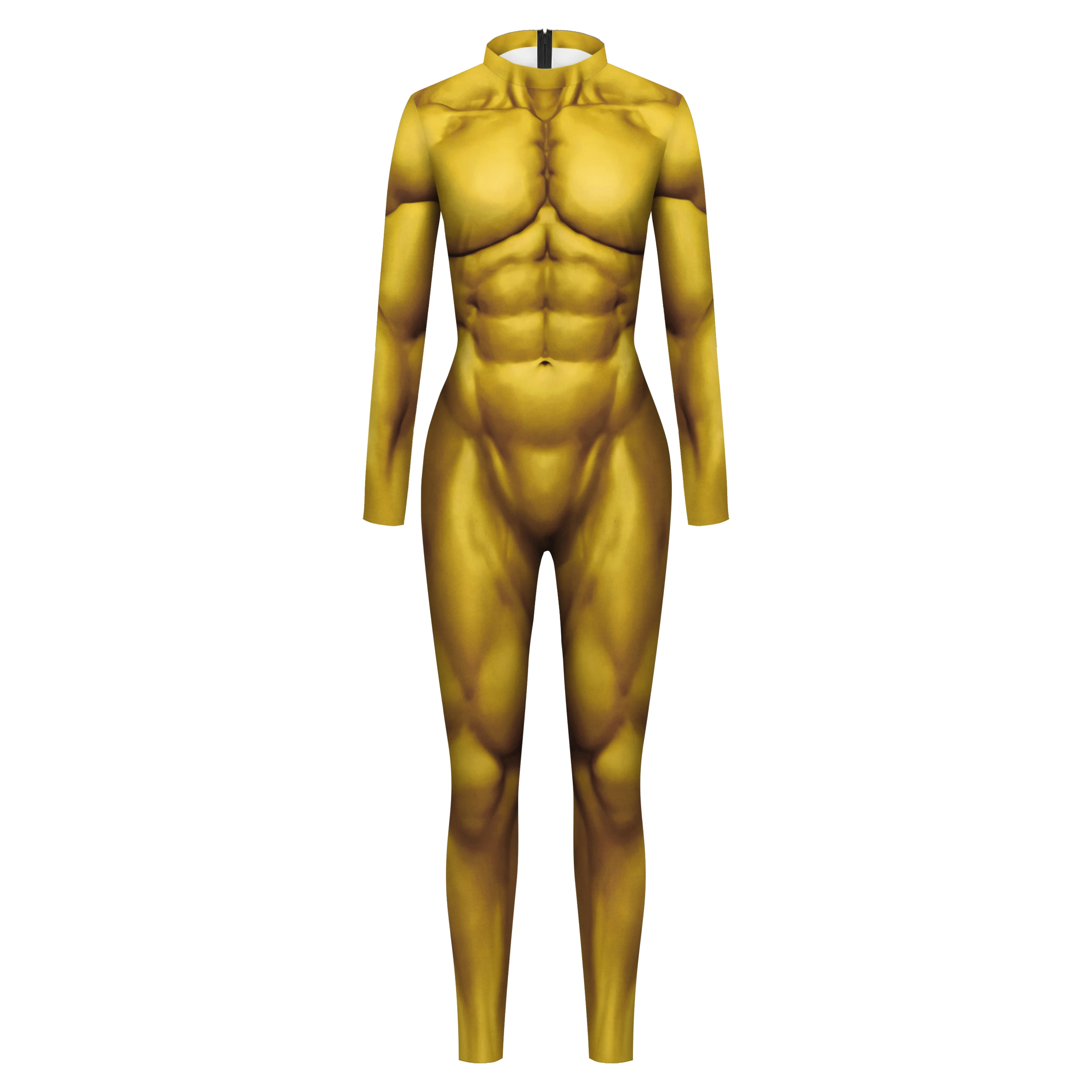thumbnail image 1 of Mono Zentai divertido con estampado 3D de músculos para fiesta de Purim, monos para mujer, disfraces de Cosplay de Halloween para hombres, 2024, 1 of 5
