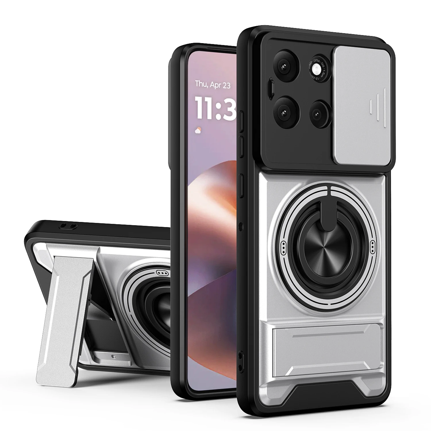 Rotatable Slide Camera Ring Stand Shockproof Cover Case with  Design