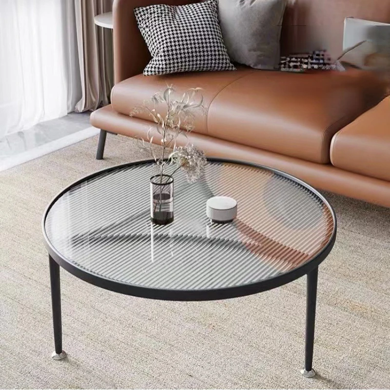 

Nordic style Japanese style simple light luxury tempered glass coffee table apartment living room round coffee table table