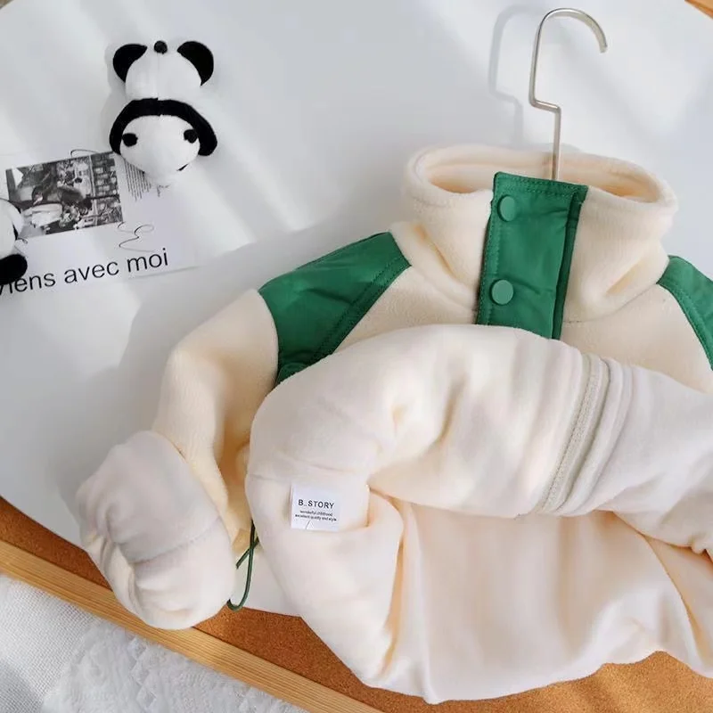Autumn and Winter Children's Coat New Boys' Plush Thickened Shake Fleece Coat Winter Top Children's Warm Jacket