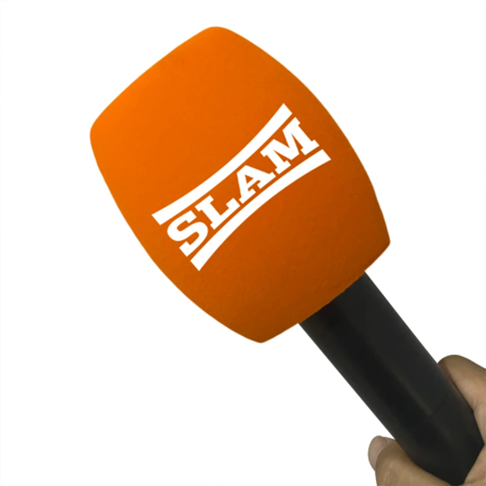 

Customized Flocking Mic Songe Printing Mark Microphone Windscreen Logo Windsshield For TV Stations Reporters Interview