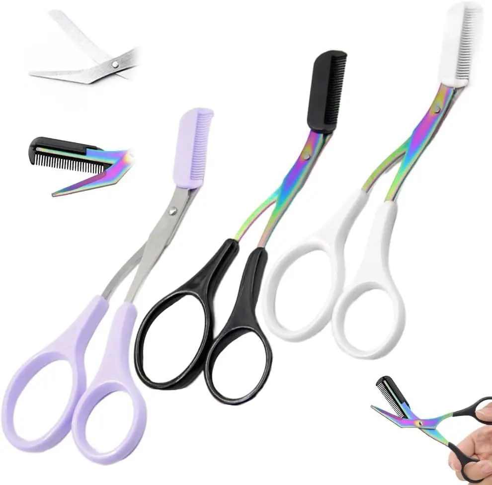 Eyebrow Trimmer Scissor 1PCS Stainless Steel with Comb