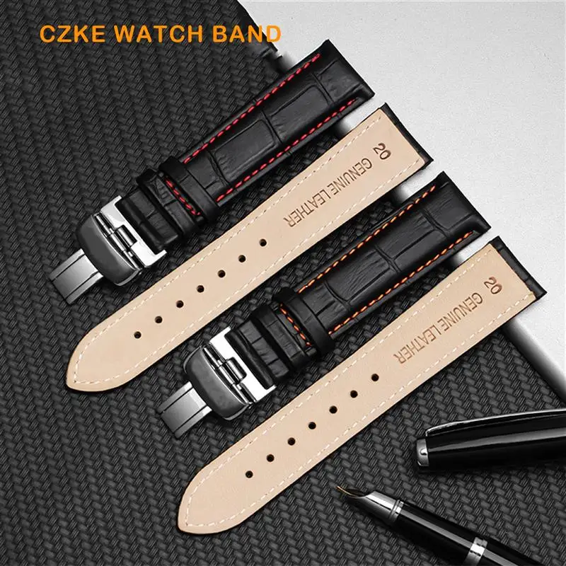 SCHIK Genuine leather watchband for Mido Multifort M005 Series M005930 wristband 23mm withstainless steel butterfly buckle