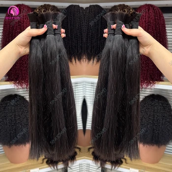 3 Bundles Braiding Bulk 100% Human Hair Bone Straight Unprocessed Human Hair Extensions 1/3 Bundles Brazilian Hair For Braiding 1