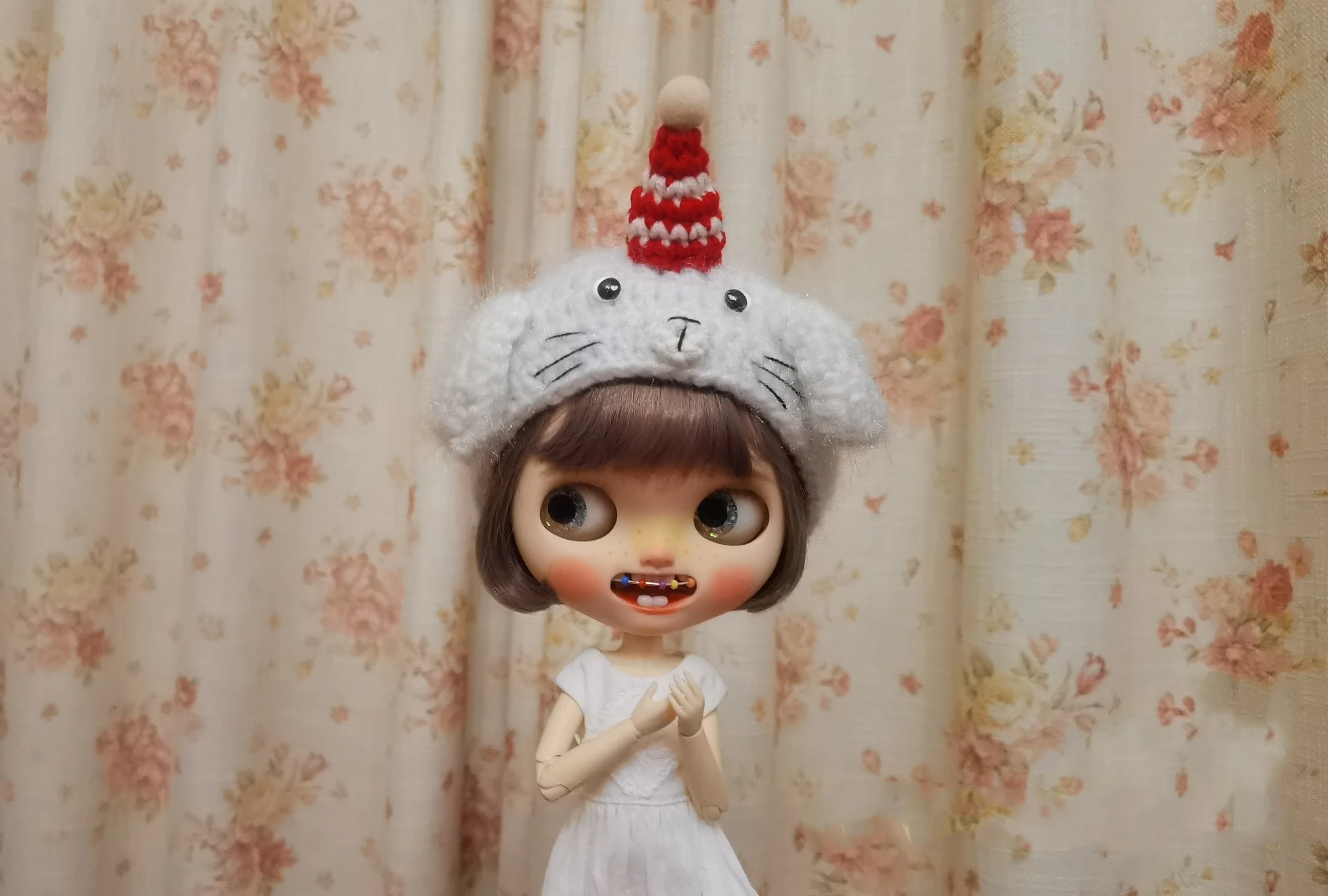 2026 새로운 귀여운 블라이스 모자 고양이 크리스마스 모자 탑 핸드메이드 울 모자 (블라이스, 큐베이비 인형 액세서리에 적합)