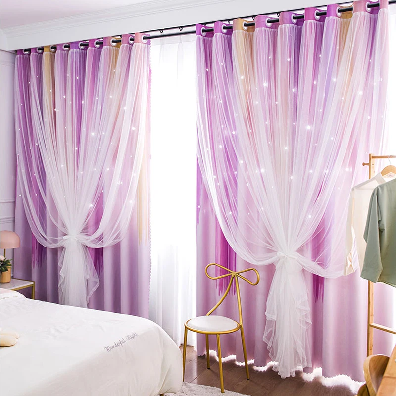 Роскошные затемняющие шторы для девочек спальни 2 слоя плотные Оконные Занавески