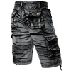 LIBIELIY Gray Camo Cargo Shorts Men Cotton Mens Short Pants Comfortable Bermuda Masculina Relaxed Fit Multi-Pocket Pantalon Cort 2