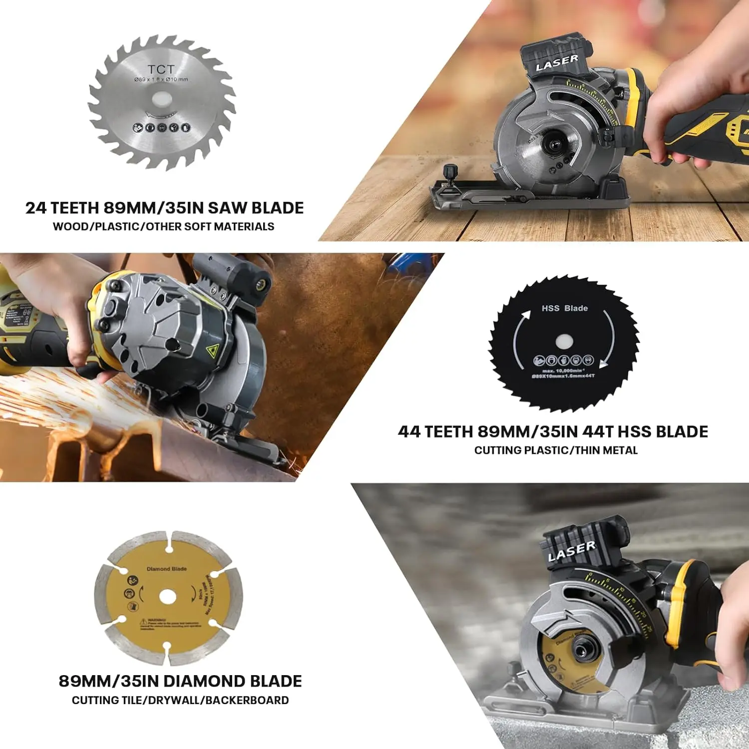 Cordless Mini Circular Saw Compatible with Dewalt 18V 20V Battery Cutting Depth 1-2/11'',Laser Guide for Wood, Plastic(TOOL ONLY 3