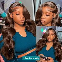 30 36 Inch 250 Density Chocolate Brown Body Wave 13x6 HD Lace Front Human Hair Wigs Brazilian Colored 13x4 Frontal Wig For Women 2