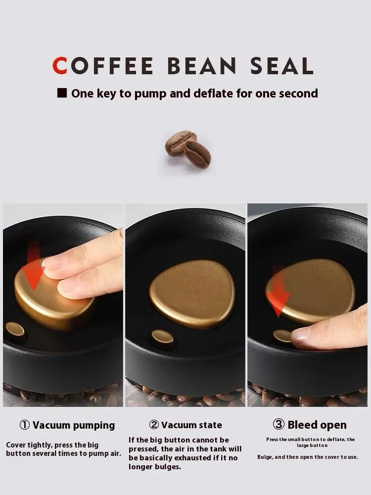 Coffee Beans Vacuum Sealed Jug Protect From Light Container Glass Airtight Canister Food Grains Candy Moisture-proof Storage Jar