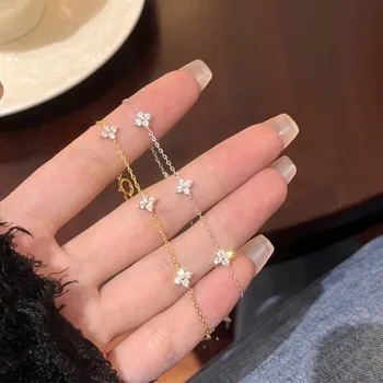 Nuovo braccialetto in acciaio inossidabile con fiore di cristallo, personalità della moda da donna, braccialetto coreano, accessori per gioielli, regalo di anniversario 1