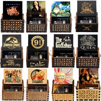 Merry Christmas Pirates of the Carib Jack Sparrow Davy Jones Music Box Wooden Hand Crank Music Box Birthday Gift New Year's Gift 1