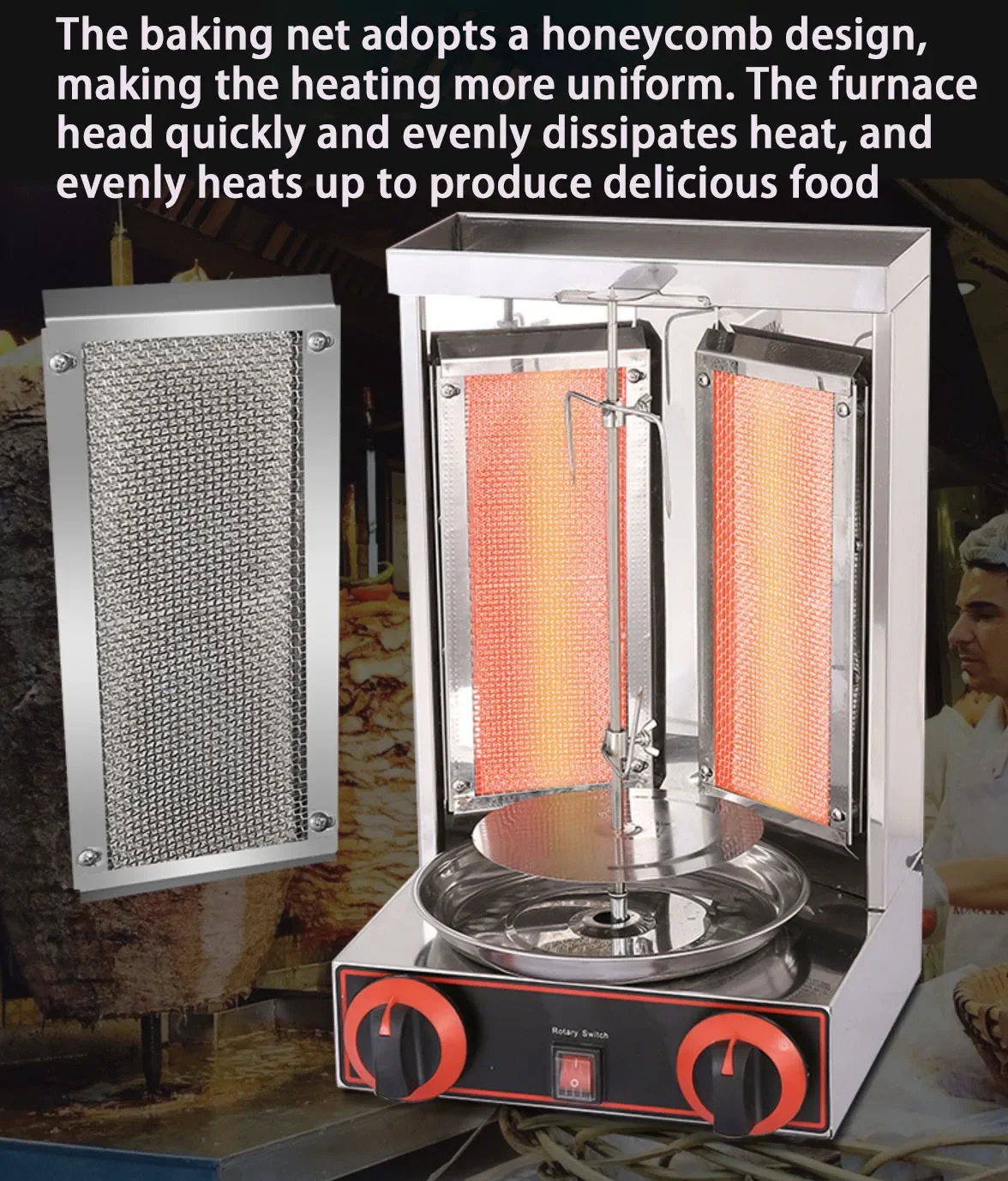 Commercial Automatic Barbecue Grill Machine Gas Rotisserie Rotary Barbecue Doner Kebab Equipment 6