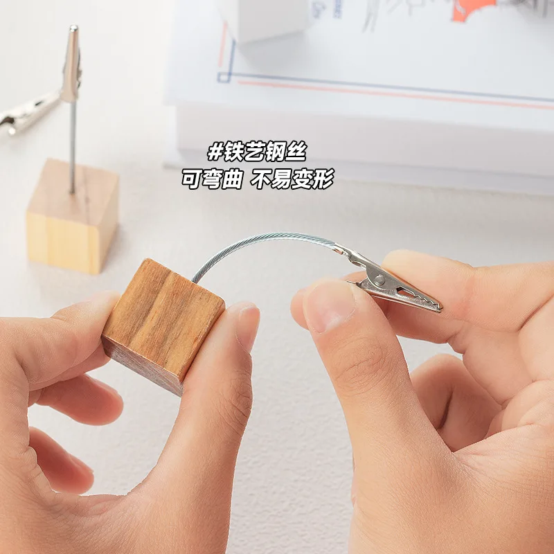 Light Retro Wooden Card Sticky Note Desktop Photo Decorative Clip Fish Clip Message Card Holder 1Pcs