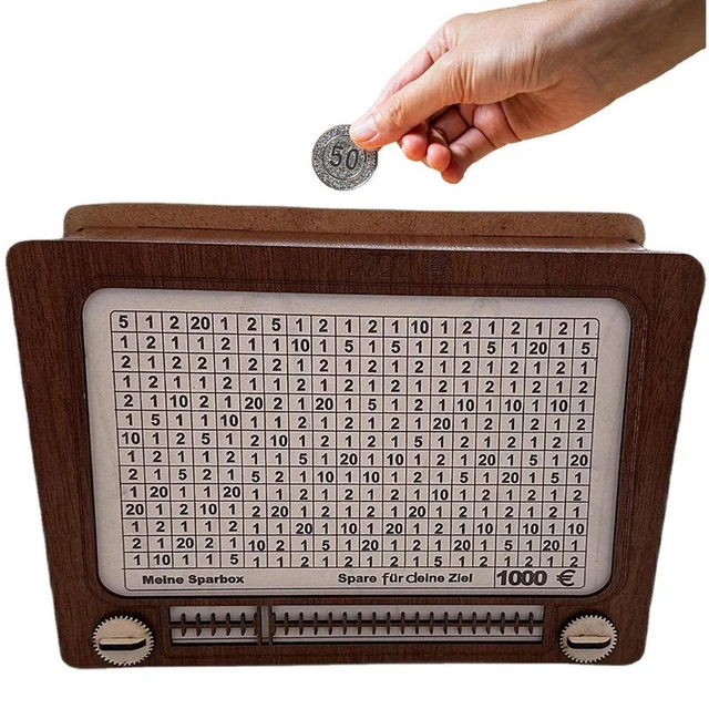 Tirelire en bois avec compteur de short d'économie d'argent, réutilisable,  usage domestique, mallette de rangement pour pièces de monnaie, cible et  chiffres d'épargne pour enfants - AliExpress