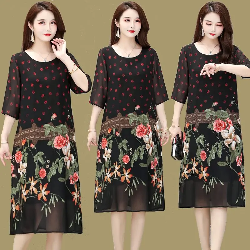 Vestido de Verão Novo Feminino Floral Impressão Chiffon Vestido Casual O-pescoço Manga Curta Vestidos Soltos Longo Tamanho Grande 2022 12 Computers & Electronics