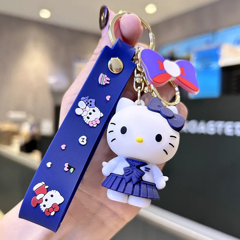 New Hello Kitty Couple Keychain Cute KT Cat Pendant 3D Doll Bag