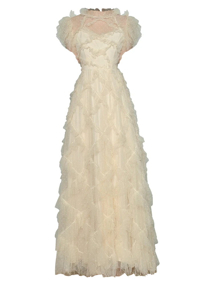 

Long Dress Runway Designer High Quality Summer New Women's Bohemian Vintage Elegant Casual Party Sexy High Street Mesh Dresses