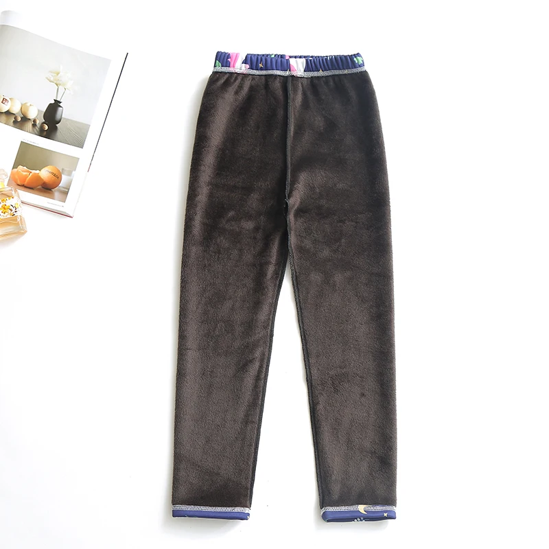 Christmas Children's Pants Unicorn Pattern Thicked Warm Velvet Kids Girls Straight Leggings for Autumn Winter