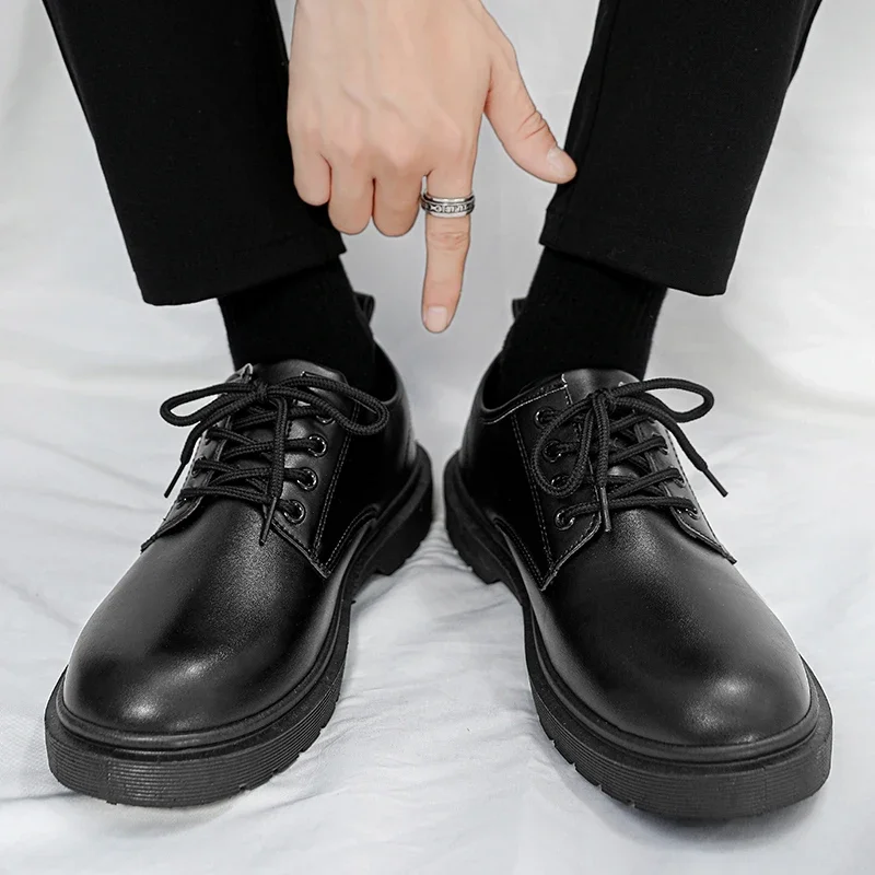 Leather Mens Casual Shoes Breathable Lace-Up Handmade Shoes Hot Sale Brand Classic Business Men Dress Shoes Flats Moccasins 5