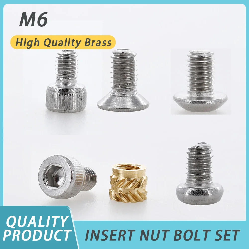 

Copper Threaded Insert Nut M2 M2.5 M3 M4 M5 M6 Brass Knurled Hot Melt Embed Insertion Insertnut Laptop 3D Printer Screw Bolt Set