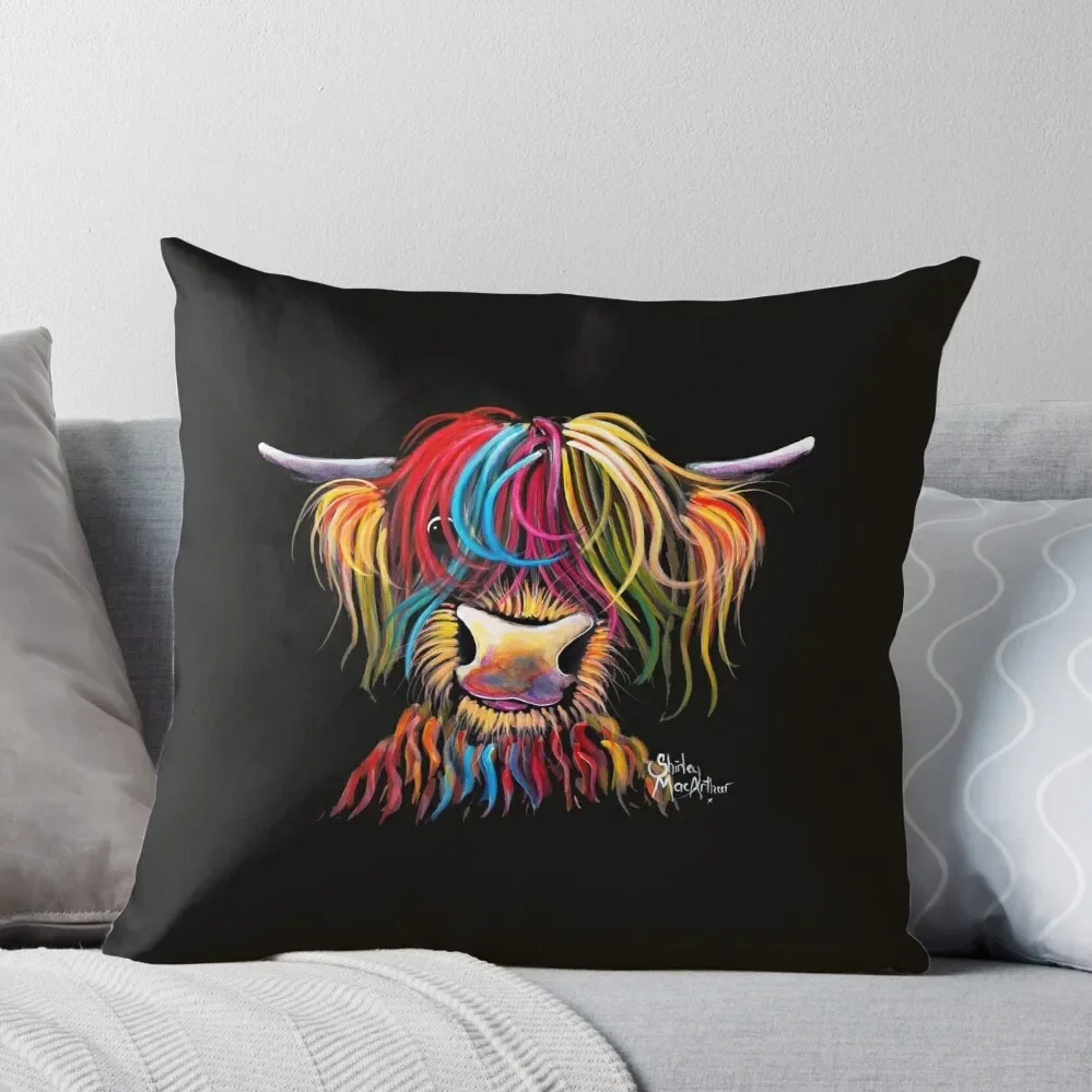 

Scottish Hairy Highland Cow ' NELLY ' by Shirley MacArthur Throw Pillow Luxury Pillow Cover Sofa Decorative Covers