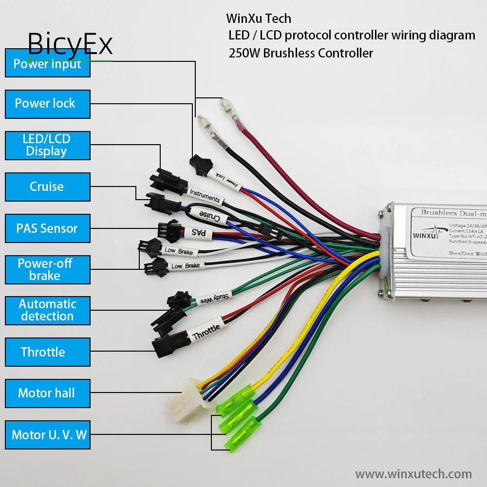 Description Picture 4 of item24V 36V 48V 500W 22A E-Bike Brushless Motor Drive Universal Controller S810 810 LED Display Panel for Electric Bicycle Scooter