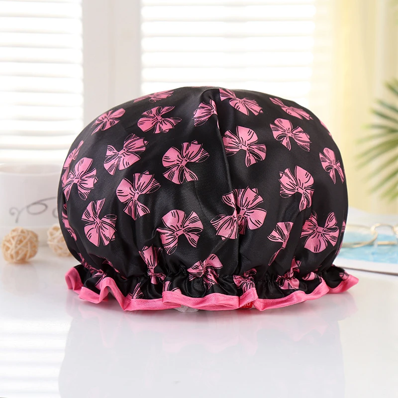 Simple and modern colorful light luxury thick satin women's shower cap