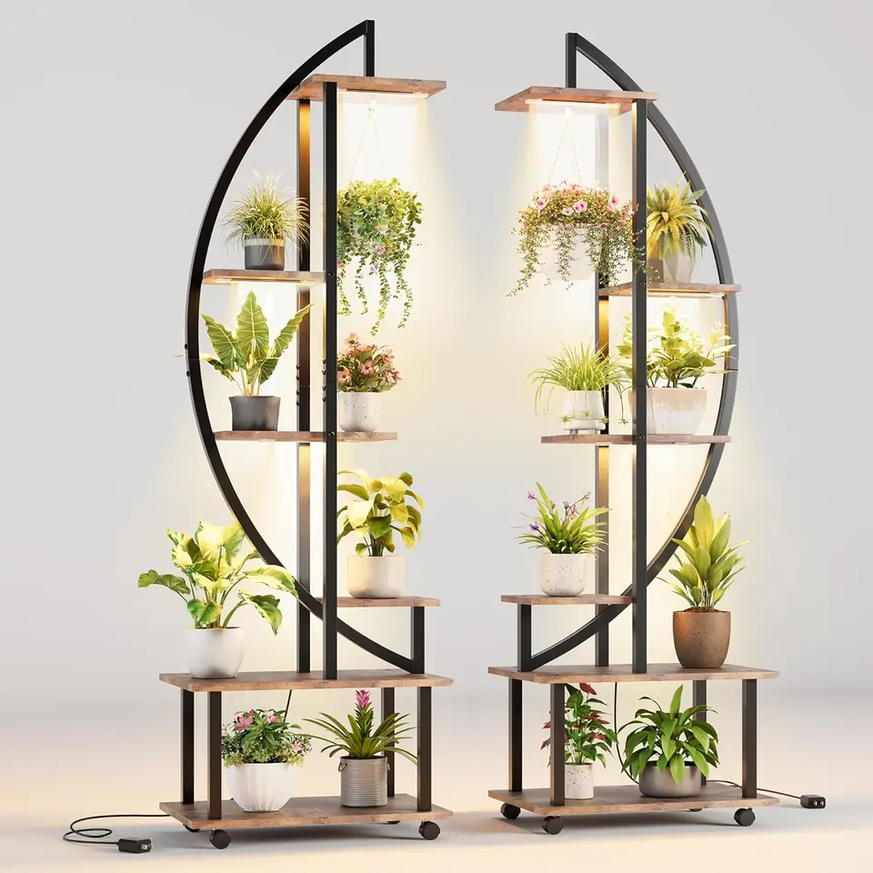 Plant Stand with Grow Light and Wheels for Interiors