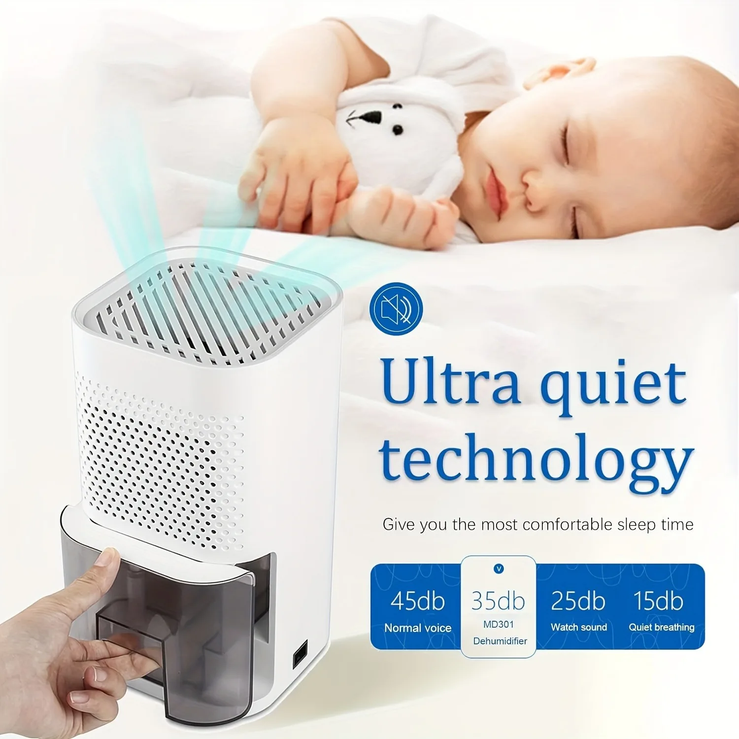 기본 공기 필터가 포함된 850mL 제습기 Ft 휴대용 소형 제습기 홈 오피스용 자동 꺼짐 보호 습도 제어