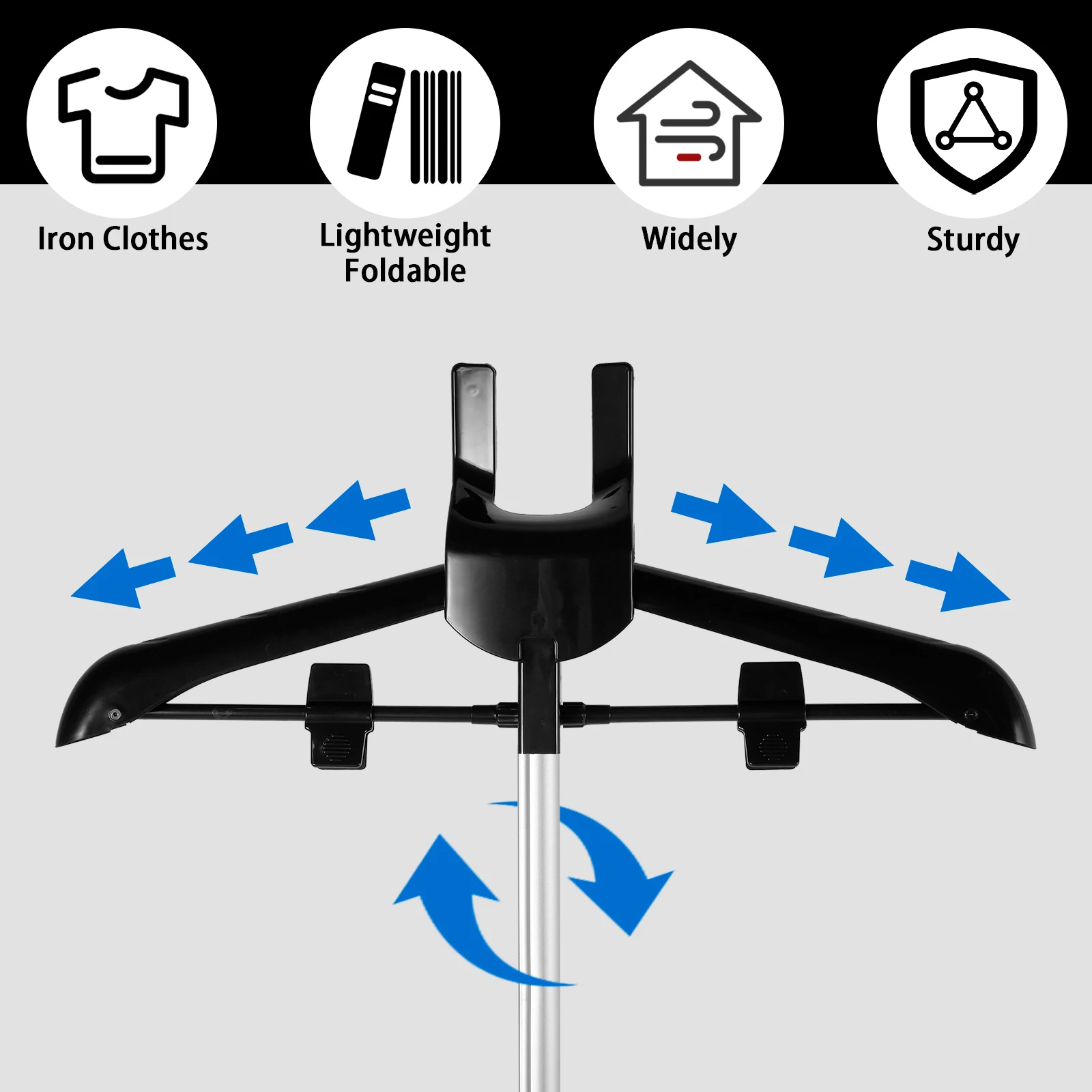 Garment Steamer Rack 84-160cm Adjustable Height Garment Steamer Clothes Rack Rotatable Foldable Standing Garment Hanger for Home