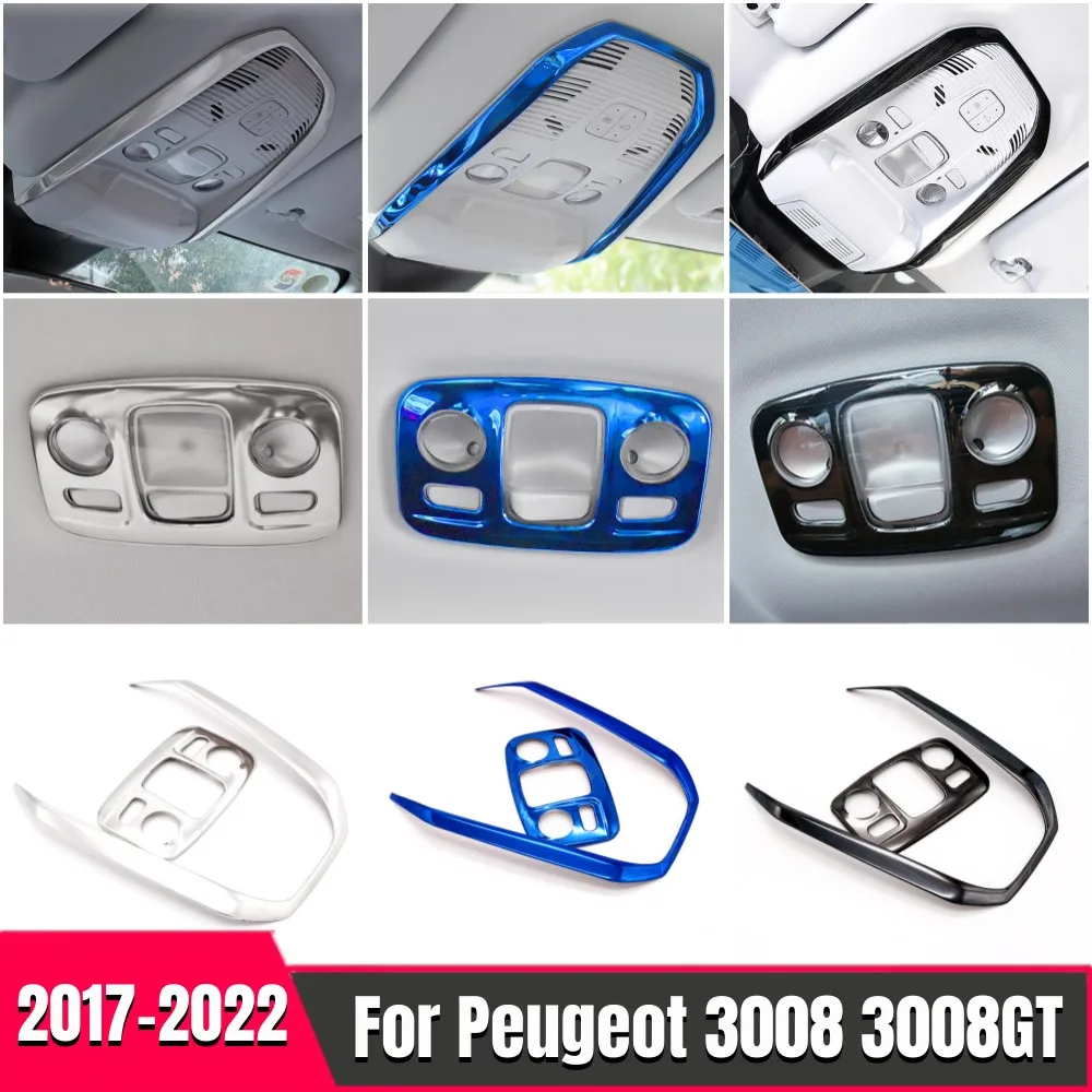 

For Peugeot 3008 3008GT 2017 2018-2022 Car Front Rear Reading Light Lamp Decoration Trim Frame Cover Stainless Steel Accessories