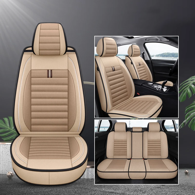 

Car Seat Covers Full Set Universal For Jaguar F-Pace I-Pace Xe Xf Xj Xjl Leather Flax Auto Interior Accessories