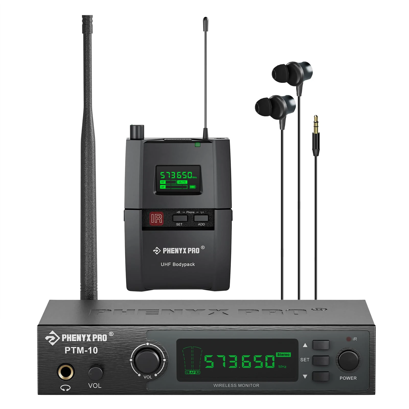 Wireless In Ears Monitor System Phenyx Pro PTM-10 Stereo Stage Return Bodypack Receiver IEM system 900MHz/500MHz Frequency Band
