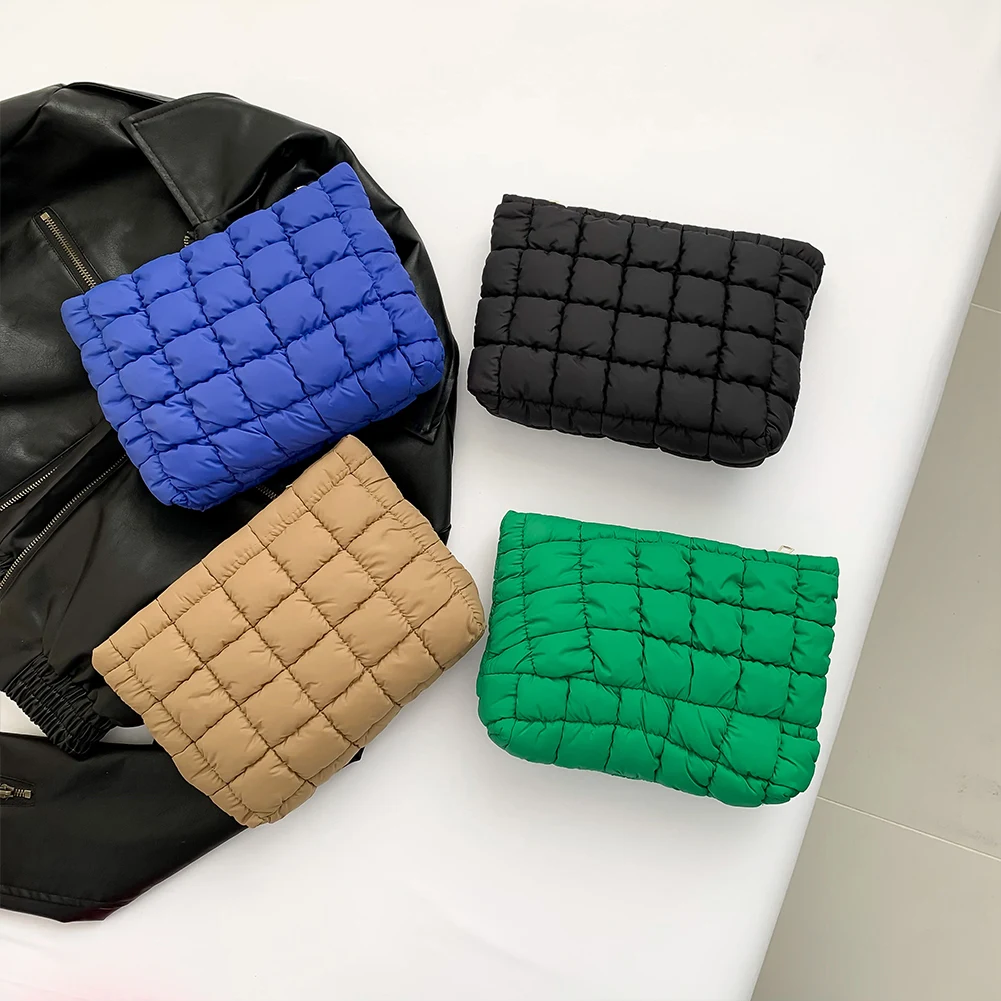 지퍼가 달린 퀼트 세면 용품 가방, 메이크업 정리함 보관 가방, 단색 화장품 정리함 케이스, 여성 및 소녀용