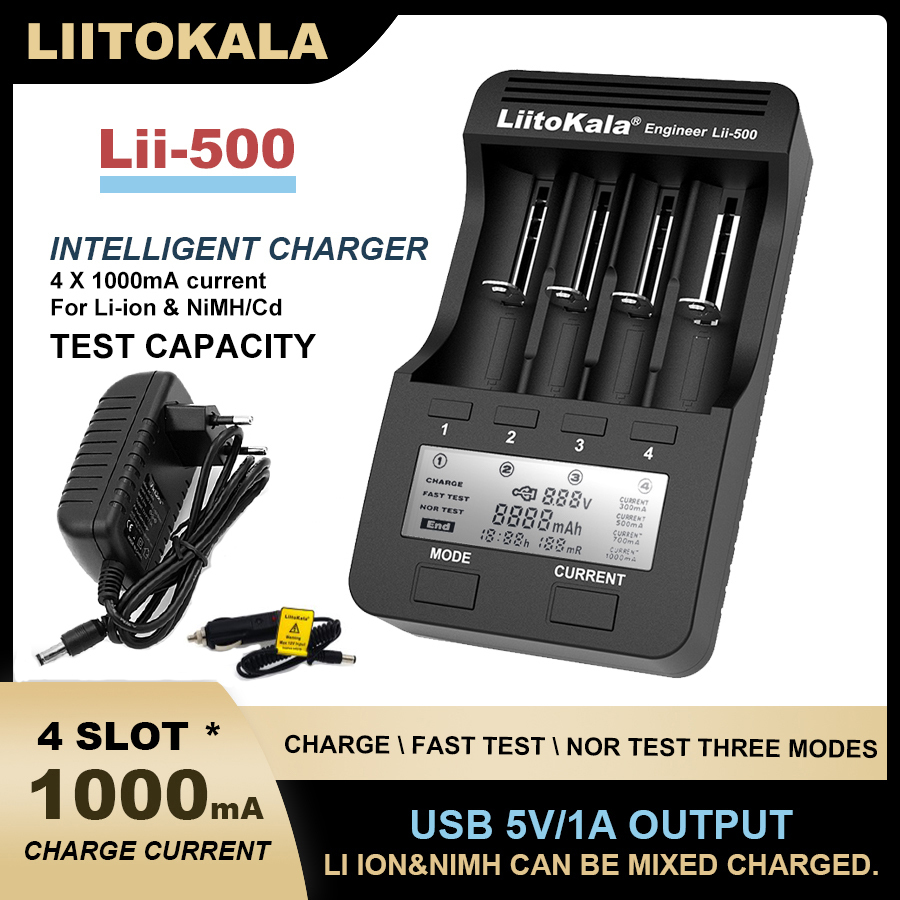 Liitokala Lii-500 Lii-PD2 Lii-PD4 Lii-202 18650 Charger,1.2V 3.7V 18350 18500 20700 14500 26650 AA NiMH Lithium-Battery Charger
