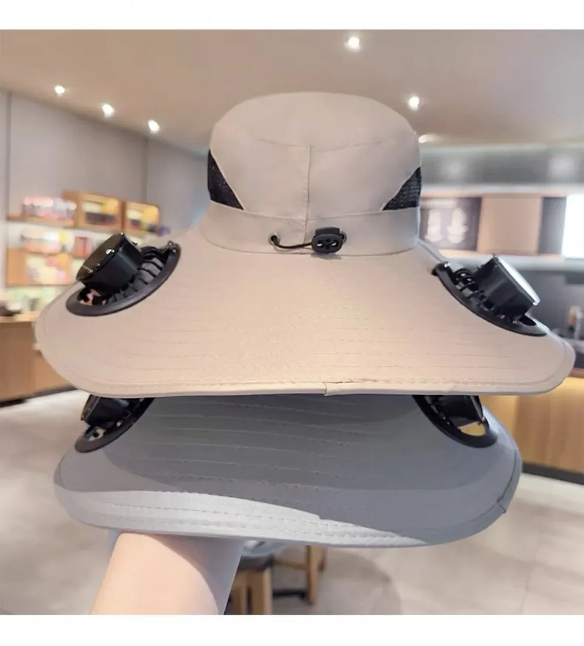 Large Quick Dry Bucket Hat with Solar Fan - USB Charging Sun Hat for Outdoor Activities