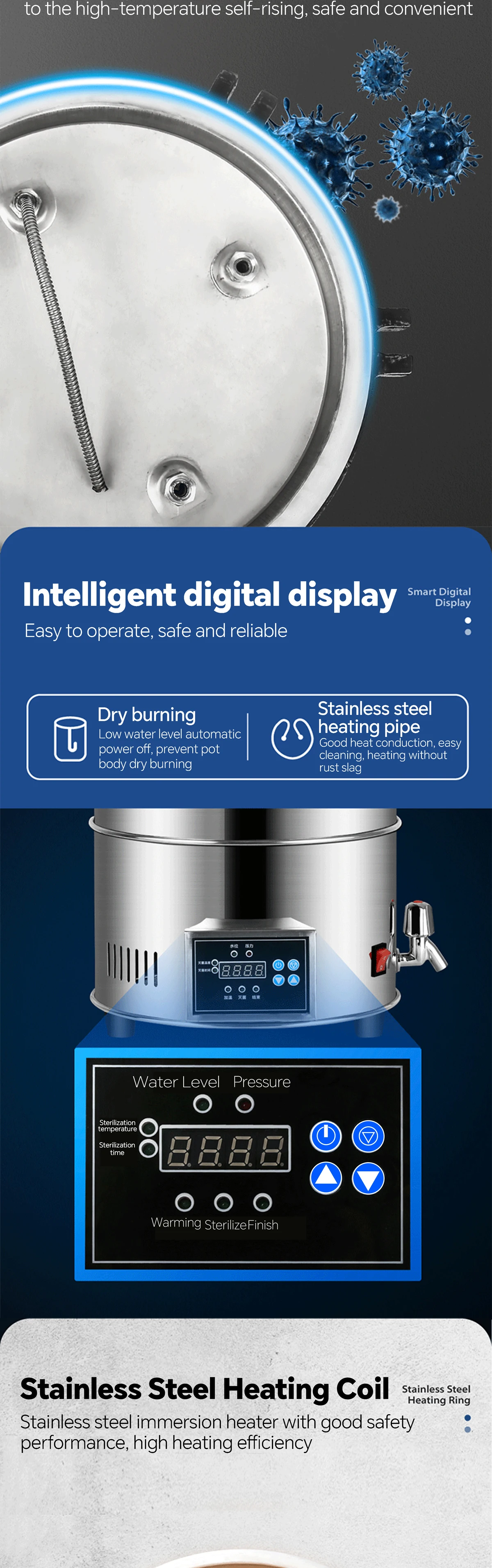 S496ef329a5e14ed5ad4b0a0153cebaffI 12L/18L/24L Automatic Sterilization Autoclave Pot, Digital Display Timed Autoclave Sterilizers for Lab Surgical Mushroom Mallzona