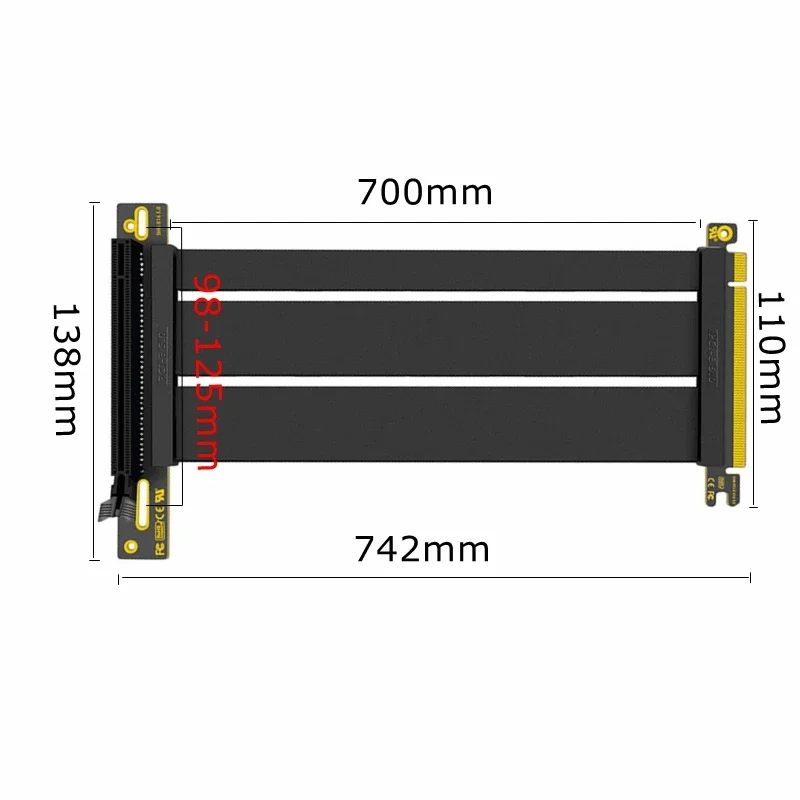 Cavo Riser PCIE 4.0 X16 Per GPU - Flessibile, 90 Gradi, Alta