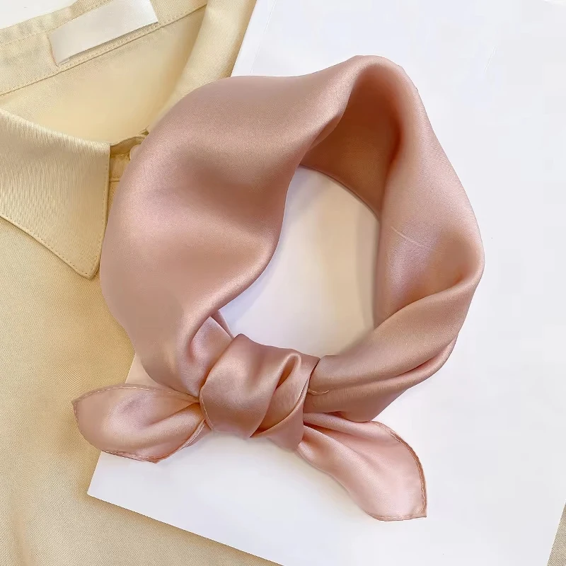 Silk Bandana Scarf - Luxury Square Wrap for Women High-Quality Kerchief Spring Fashion Shawl