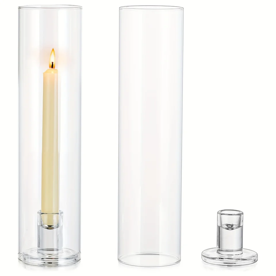 Cloche à Bougie En Verre Transparent - Couvre-bougie Design élégant Pour Mariage, Soirée, Décoration Maison - 15x9.5 Cm