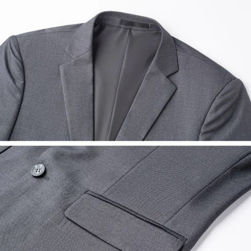 2024 Fine Solid Color Business Fashion Matching Handsome Trend Work Leisure Matching Single Suit Coat Gray, Black, Navy Blue 5