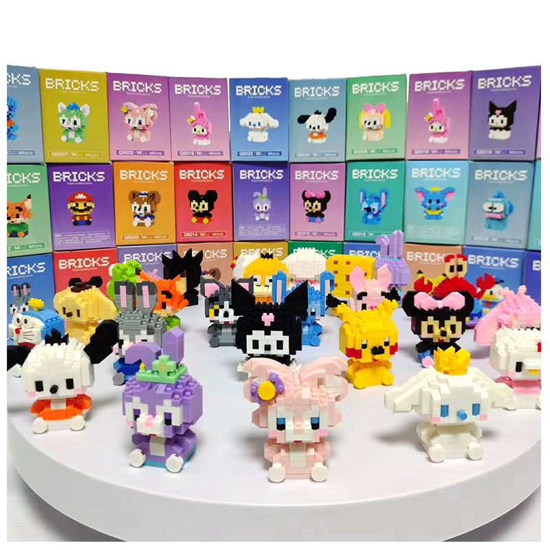  Stitzer, Mario, SpongeBob Doll Mini Cartoon Block Toys Micro Particle Building Construction Module Children's Puzzle Toys 