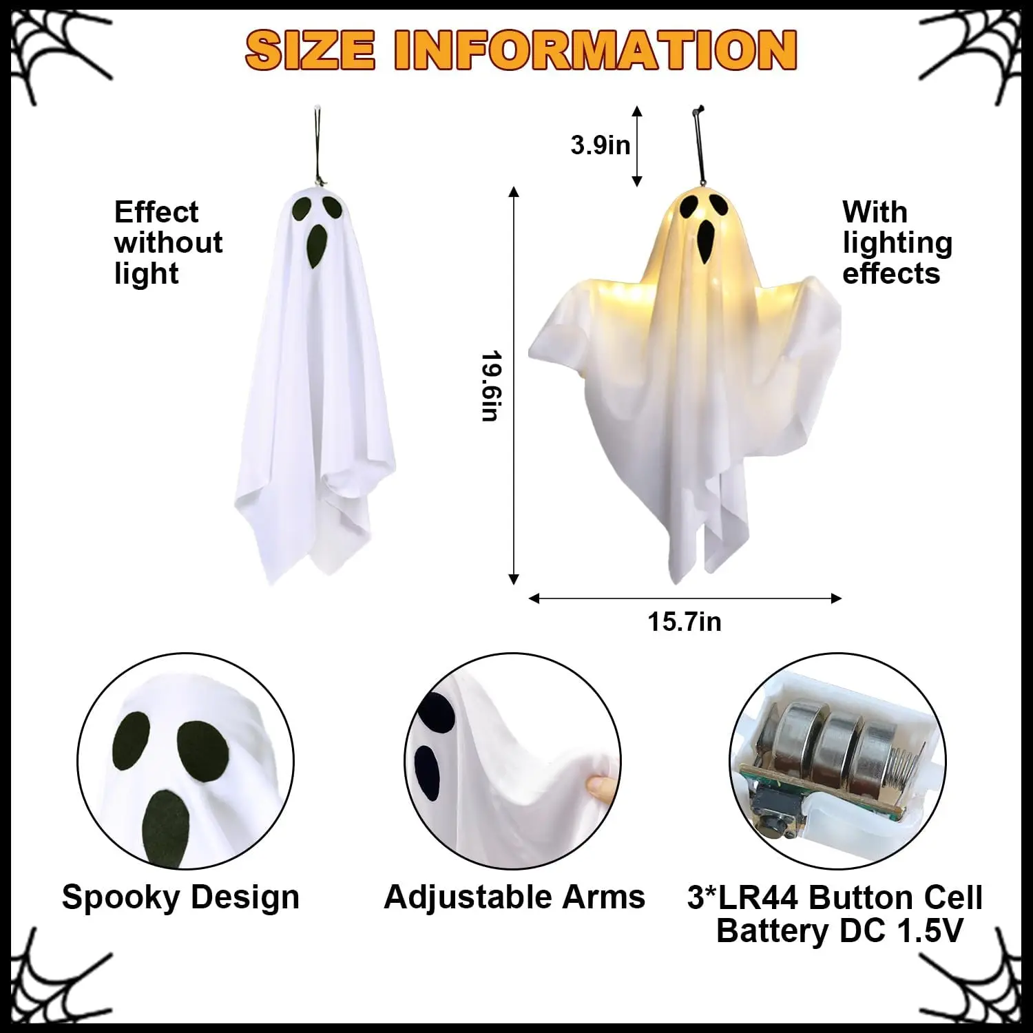 Illuminated Halloween Hanging Ghosts - Spooky Decor for Indoor and Outdoor Festivities