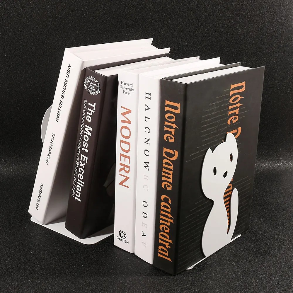 2 Pcs New Style Cute Cat Book Ends Heavy Book Stand Shelf Book rack Iron Bookends Home Desk Stationery Stand Iron 4