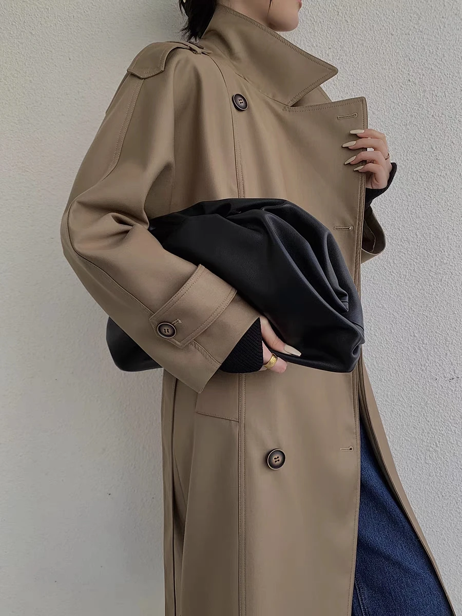 

Solid color trench coat