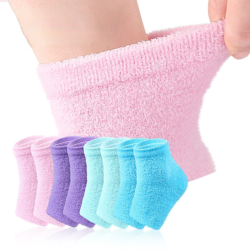 Feather Yarn Gel Heel Socks Foot Gel Foot Socks Anti Cracking Protection Massage Moisturizing Half FootSocks